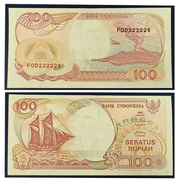 008. Indonesia 100 Rupiah 1992 Almost Solid S/N 222226 aUNC