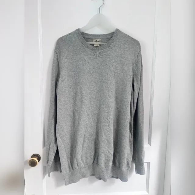 L.L.Bean Cashmere Cotton blend grey pullover sweater Size XL-Tall