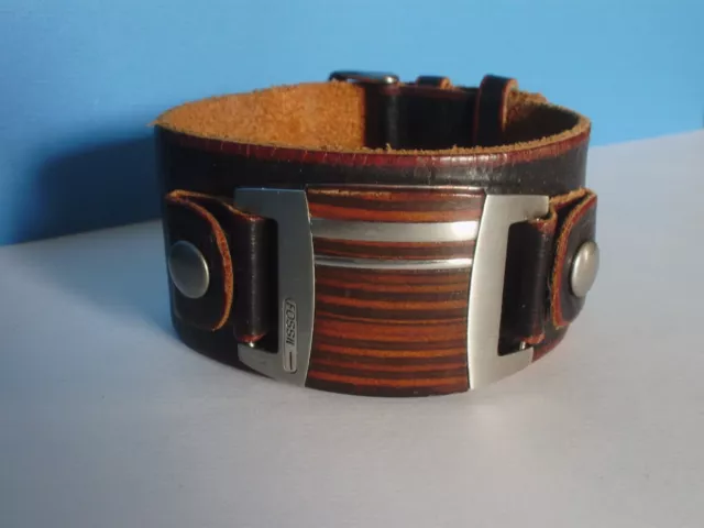 Raro: originale Bracciale in pelle FOSSIL - braccialetto per orologio vintage FOSSIL - mega fibbia / gay