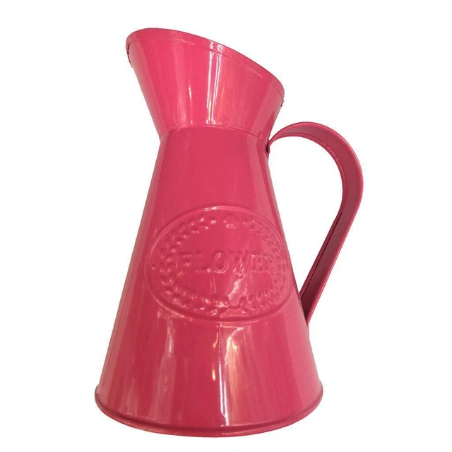 Shabby Chic Retro Metal Jug Vase Flower Pitcher Wedding Home Decor Rose Red