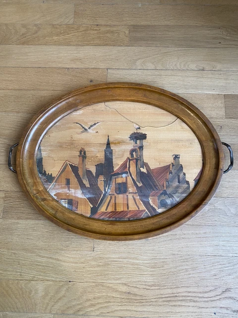 Tableau alsacien marqueterie d'occasion - Décoration