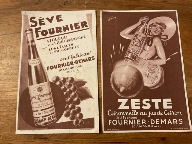 Buvard  FOURNIER-DEMARS - St Amand (18) sève Fournier , zeste citronnelle,,,2 bu