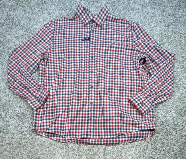 Johnnie-O Hangin`Out Men's XL Coen Button Down Shirt Plaid Red Blue White Cotton