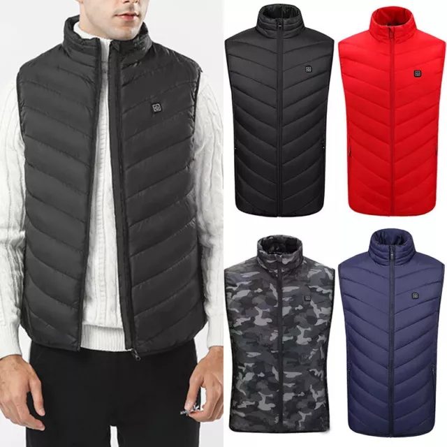 9-areas Men Women Heated Vest Jacket Electric Winter Body Warmer Coats Top US ~