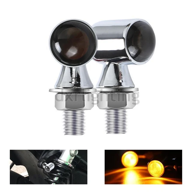 2X LED Motorcycle Turn Signal Indicator Amber Light Mini Chrome Bullet Universal