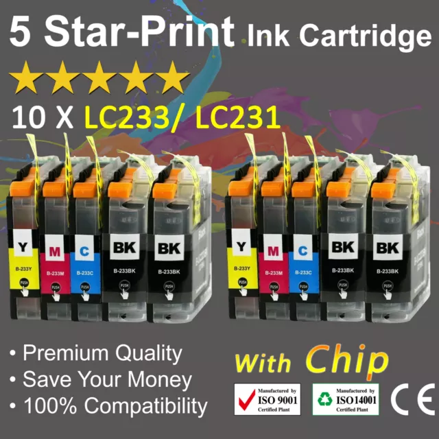 10X Ink Cartridges for Brother LC233 DCP-J562DW MFC-J480DW MFC-J680DW MFC-J880DW