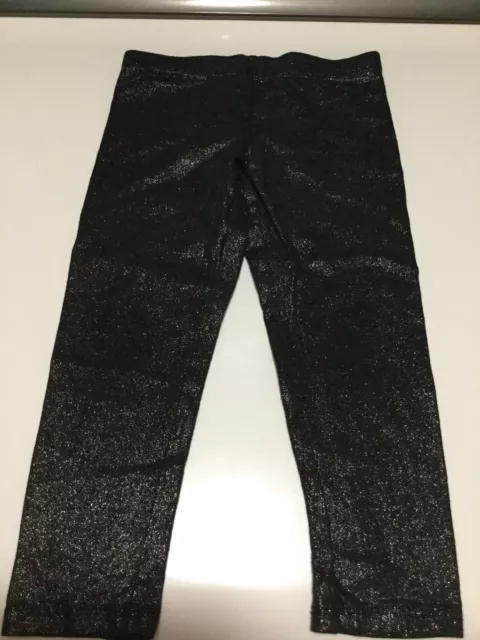 Okie Dokie Girls Toddler 3T Black Shimmer Leggings Pants NWT Sparkly Silver