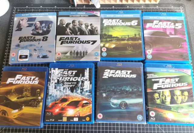 Fast And The Furious 1-8 Blu-ray Collection Bundle Lot Uk
