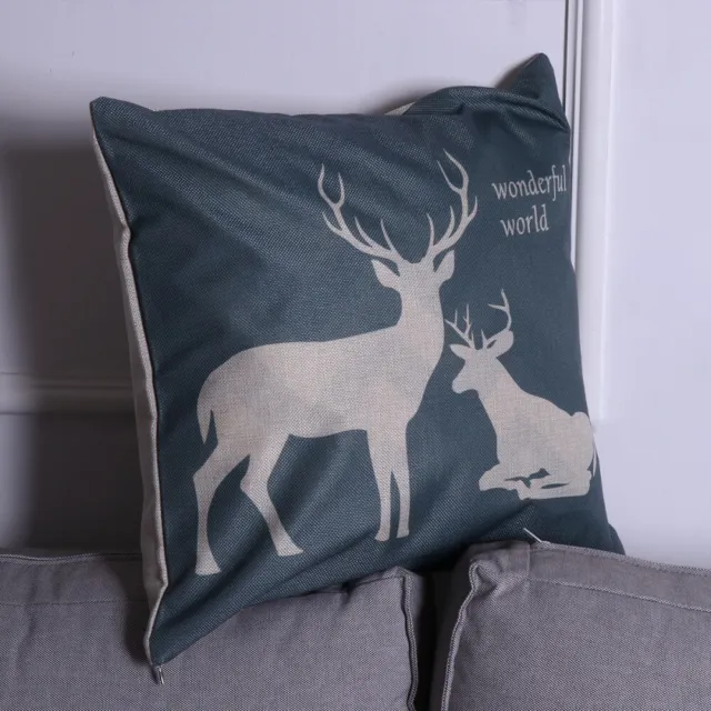 Funda de almohada de estilo nórdico de dibujos animados con patrón decorativo de ciervo cubierta de cojín pil