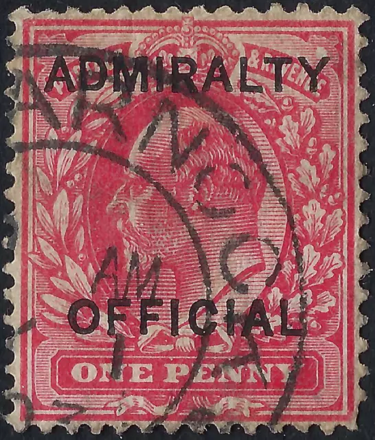 KEVII 1903: 1d Scarlet SG219 with Admiralty Official Ovpt as SG_O102. VG Used.