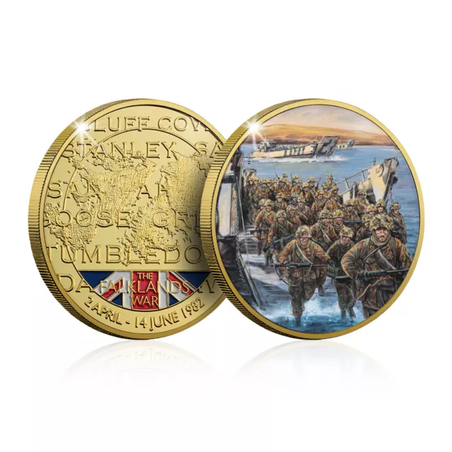 The Falklands War Collection Collectable Gold Coin D-Day San Carlos Bay Landing