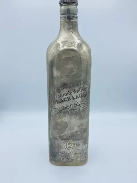 Johnnie Walker Black Label 12 Years Sterling Silver Commem LITRE EMPTY Bottle