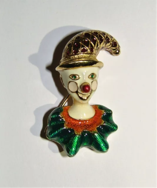 Amazing Ciner Signed Happy Enamel Clown Face Pin Brooch Excellent Rare 2