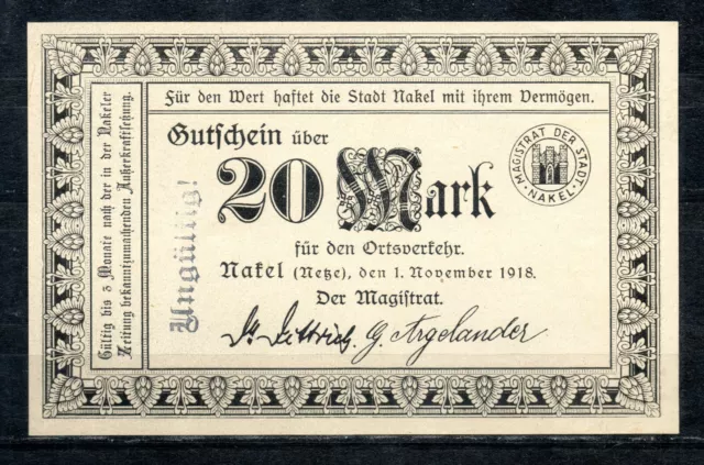 Nakel - Nakło nad Notecią - Stadt - 20 Mark - 1918 - kassenfrisch - Rarität