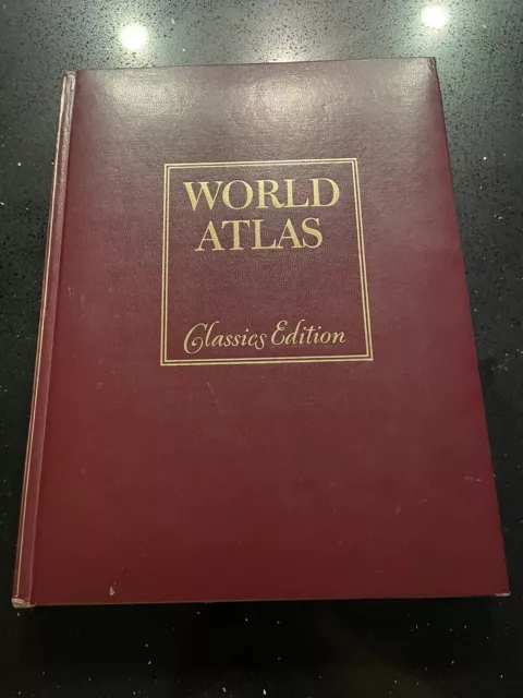 Vintage 1978 World Atlas Hammond Leather Bound Classics Edition Book