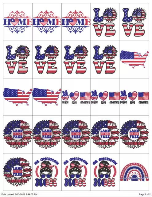 Patriotic 4Th Of July Collection Embroidery Machine Designs Pes Brother
