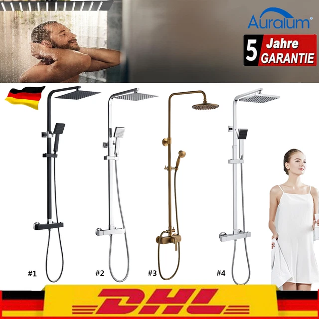 Cecipa Duschsystem Mit Regendusche & Handbrause – Duschsäule, 225 Mm Kopf, Messing, Silber Duschsystem Regendusche