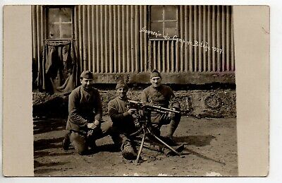 Thème VIE MILITAIRE - BITCHE Moselle CPA 57 CARTE PHOTO fusil mitrailleur 1927