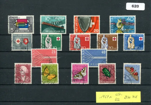 CH, Schweiz, gestempelt, 1957 komplett, 637-652, Lot 620