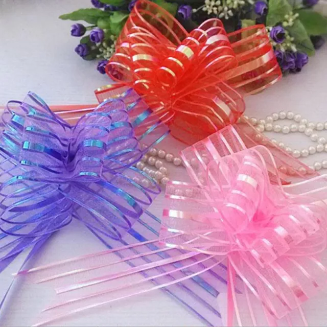 10x 50mm Organza Ribbon Pull Bows Wedding Car Decor Gift Wrap Colourful 3