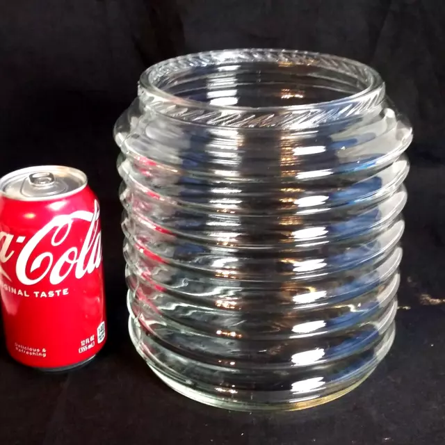 Vtg SELLERS HOOSIER GLASS JAR Cabinet Canister Ribbed NO LID 7.5" Tall x 7" Wide