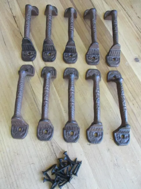 20 Cast Iron RUSTIC Barn Handle Gate Pull Shed Door Handles Fancy Drawer Pulls 4
