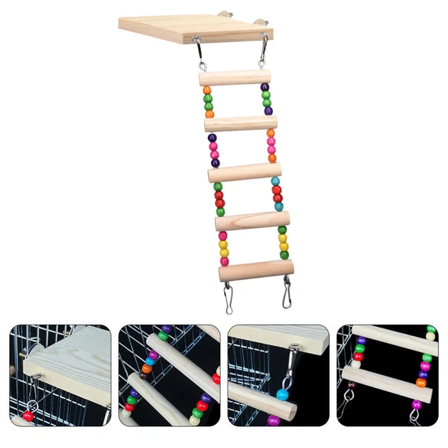 1pc Parrot Wooden Ladder Papagei Schaukel Leiter Hängen Vogel Spielzeug Vogel Br