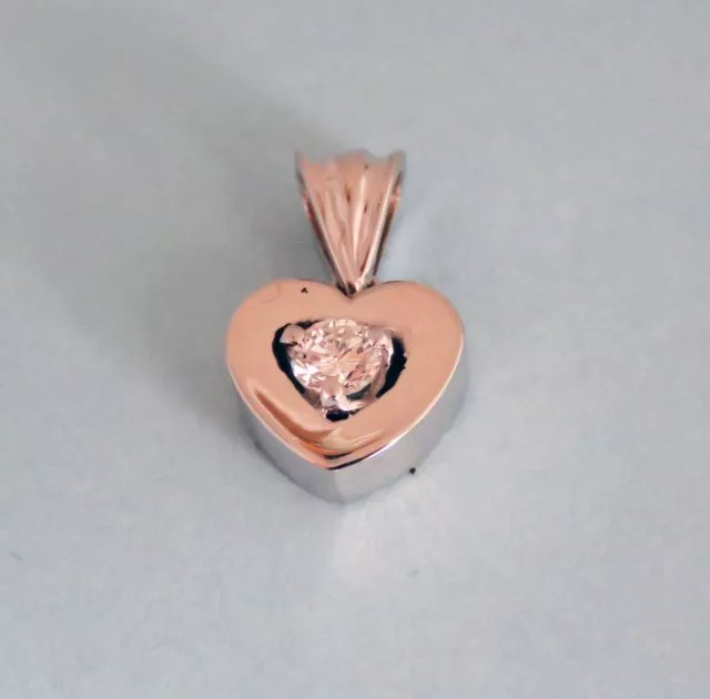 1/5 ct pendentif en forme de cœur solitaire 14 carats or blanc massif 100 % diamant naturel 3