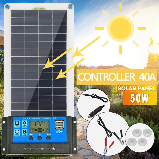 FLEXIBLE SOLAR PANEL Battery Charger Kit 12V 50W 30A Car Van Boat ...