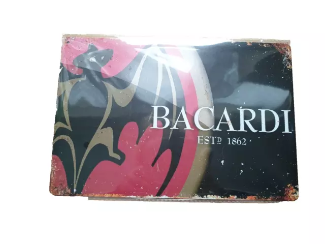 Bacardi Bat White Rum Metal Sign Plaque Man Cave Pub Bar Retro FREE P&P