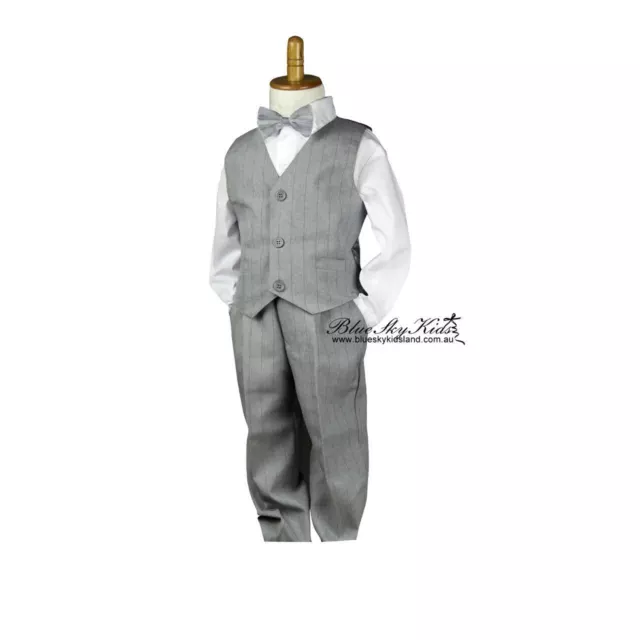 BNWT Page Boys Kids Light Grey Formal Christening Wedding Suit 4Pcs 000-16