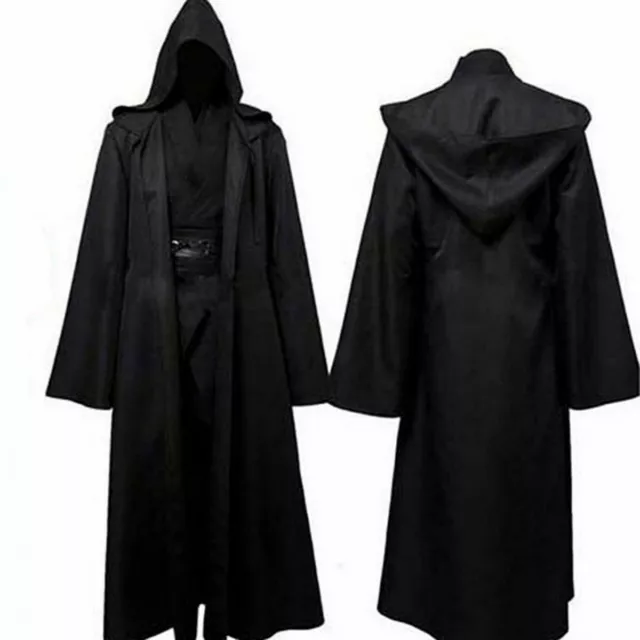 Adult Mens Hooded Robe Cloak Cape Party Halloween Vampire Cosplay Costume S-XXL