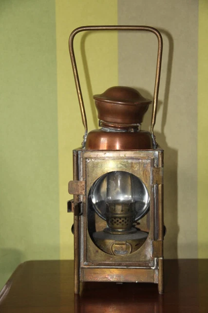 Lanterne De Train Ancienne SNCF – Laiton Et Cuivre – Lampe Ferroviaire Vintage