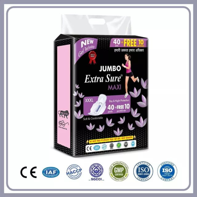 Extra Sure JUMBO Maxi 40+10 FREE Pantiliner XXXL Day&Night Sanitary Pad FastShip