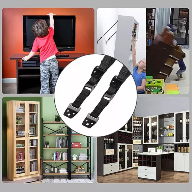Baby Safety Metal TV Straps, DD Furniture Anti-Tip Straps Heavy Duty__f
