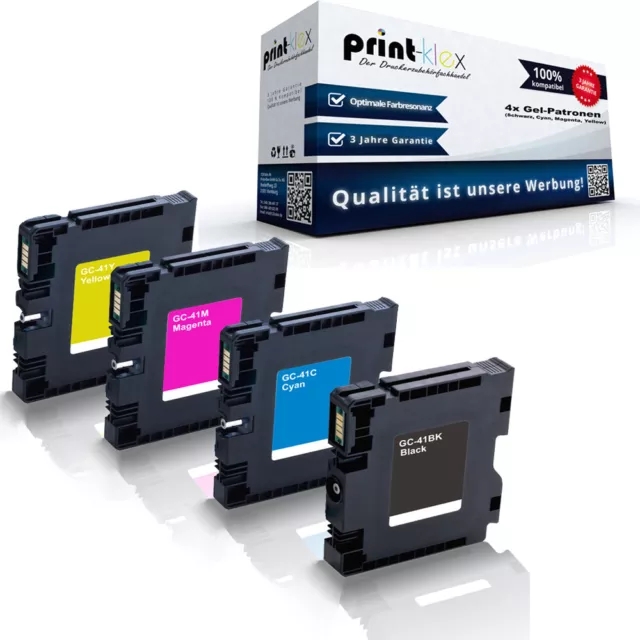 4x Kompatible Tintenpatronen für Ricoh GC-41 Farb Gel Set XL -Drucker Pro Serie