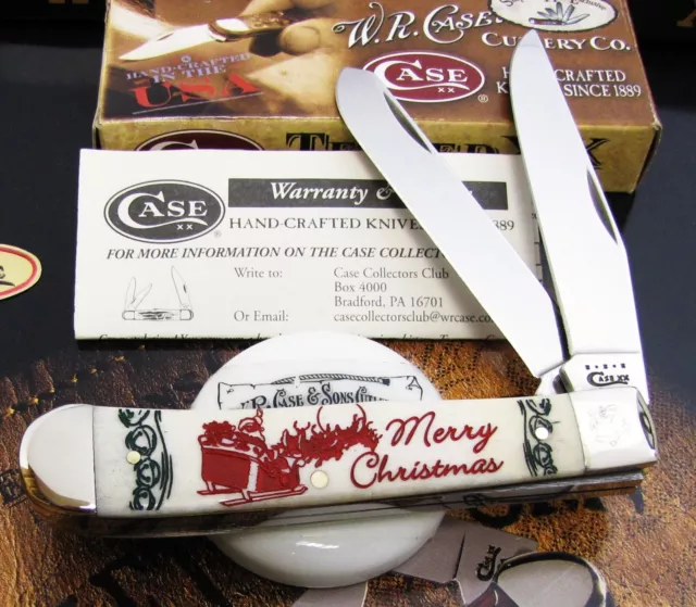 CASE CHRISTMAS TRAPPER Knife 2010 SFO Christmas Art & Bell Bolster RARE