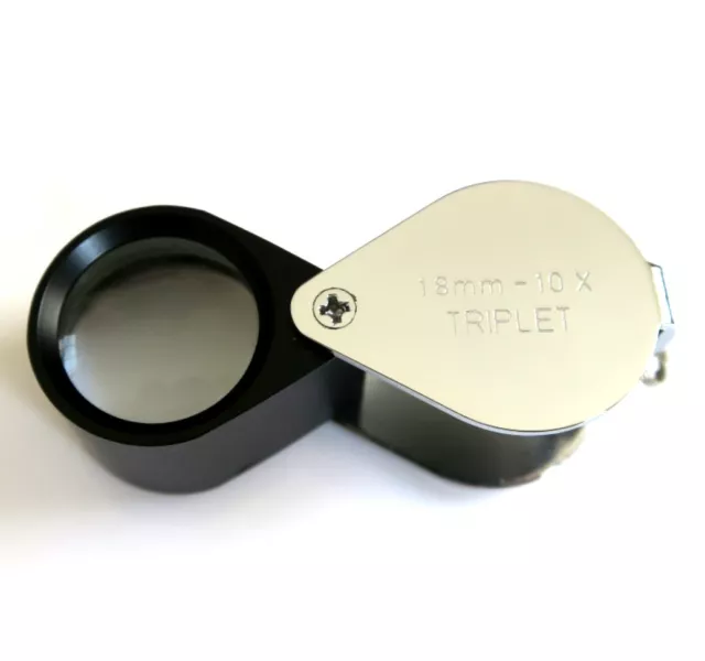 BLACK + SILVER JEWELLERS MAGNIFIER LOUPE EYEGLASS TRIPLET 10x LENS MAGNIFYING 2
