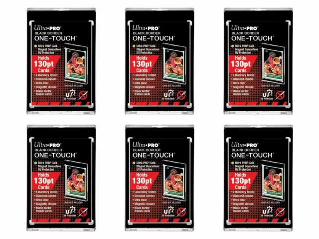 NEW Ultra Pro 6-Pack One-Touch Magnetic Black Border 130pt Card Holder 85917-UV