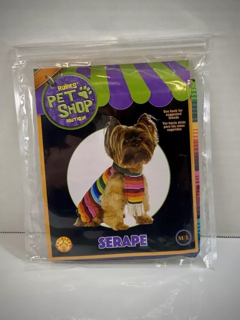 Rubies Pet Shop Boutique Serape M/L Colorful Halloween Dog Costume New