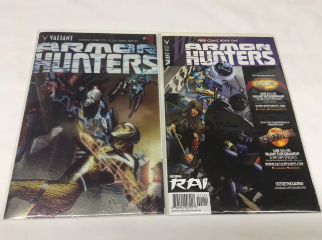 Armor Hunters #1 (Valiant/Venditti/Braithwaite/Fcbd/0815249) Comic Book Set Of 2