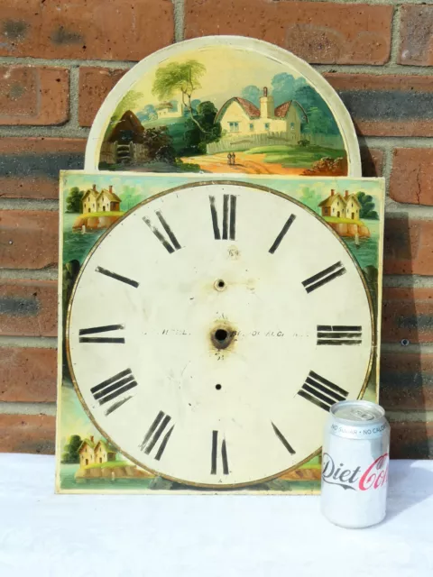 18thC S WHERLY BISHOP AUCKLAND Enamel Long Case Clock Dial ONLY Hand Painted a/f