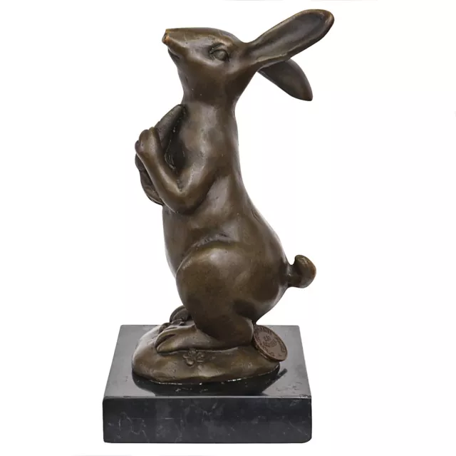 Bronzeskulptur Hase im Antik-Stil 14cm Bronze Figur Statue Osterhase