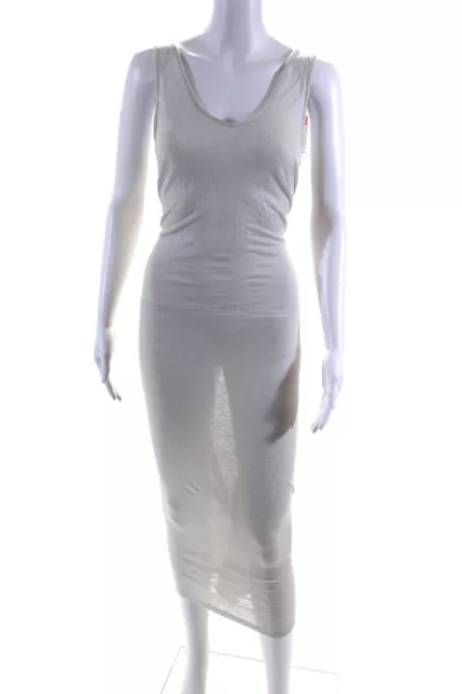 Majestic Filatures Womens Sleeveless Linen V Neck Maxi Tank Dress Beige Size 3