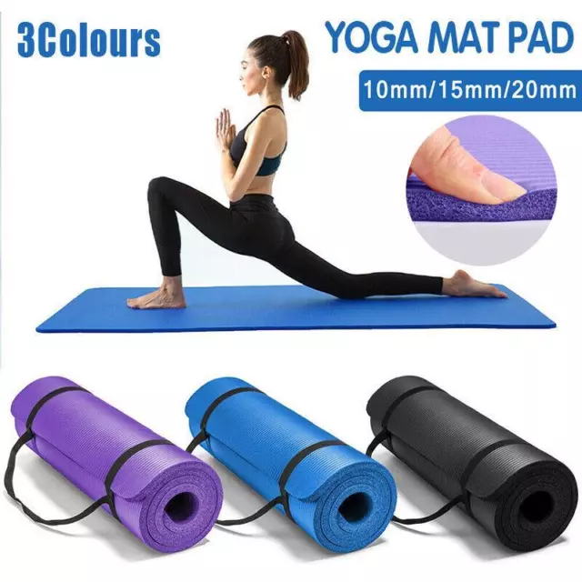 10/15/20MM Thick Yoga Mat Pad NBR Nonslip Exercise Fitness Pilate Gym Durable AU