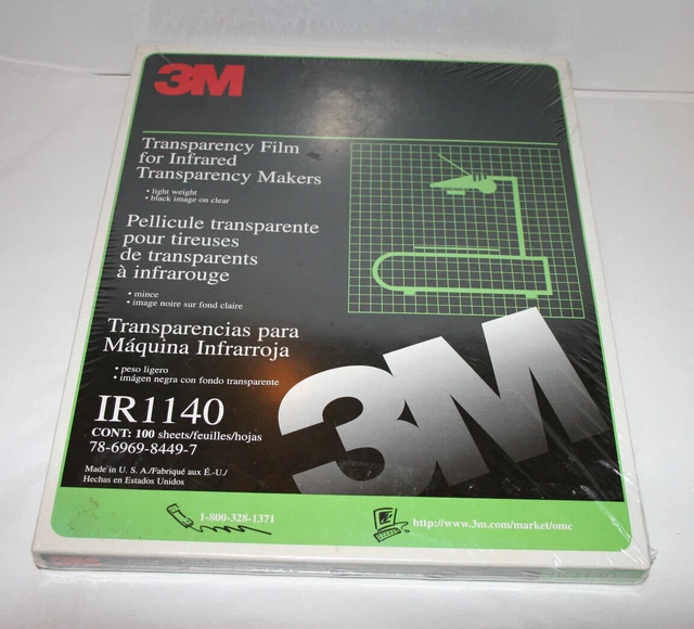NEW 3M Transparency Film For Infrared Makers Projectors IR1140 100 Sheets