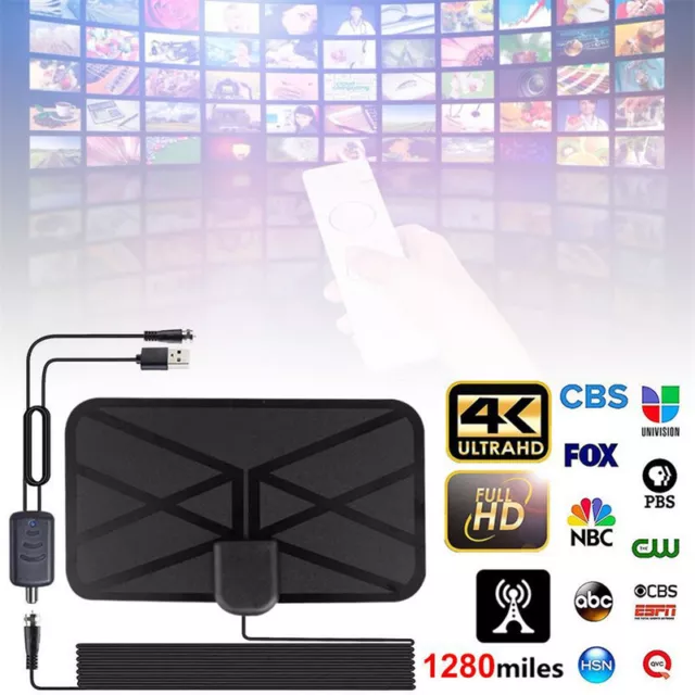 4K Digital Antenna TV Indoor With Amplifier Signal Booster 3600 Miles DVB-T2