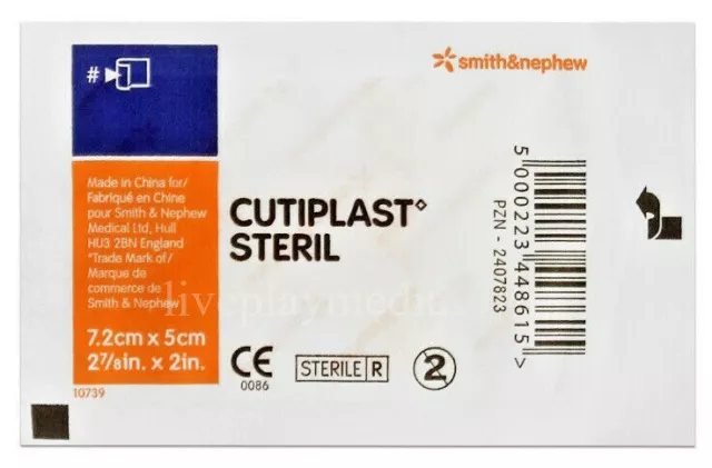 10 x Cutiplast Steril Wound Dressing Sterile 7.2cm x 5cm Smith & Nephew