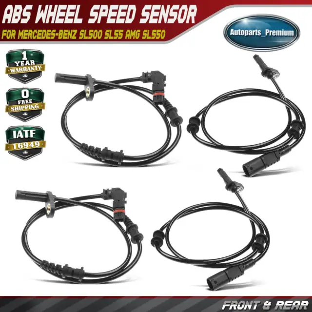 4x Front & Rear ABS Wheel Speed Sensors for Mercedes-Benz SL500 SL55 AMG SL550