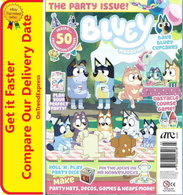 Bluey Magazine Issue March 2023 The Party Issue + 50 Celebration Stickers